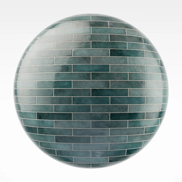 Hoxton Teal Gloss Brickbond Tile PBR Texture - Sphere Swatch Preview | Superellipse