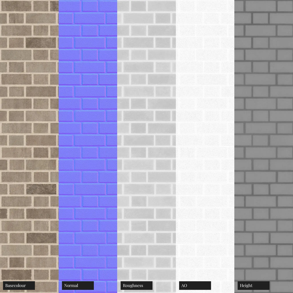 Muted Sandfaced Buff Brick Flemish Bond PBR Texture - Example Scene Visualization | Superellipse
