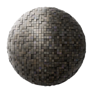Mosaic Oxidised Steel 3D Metal Panel PBR Texture - Sphere Swatch Preview | Superellipse