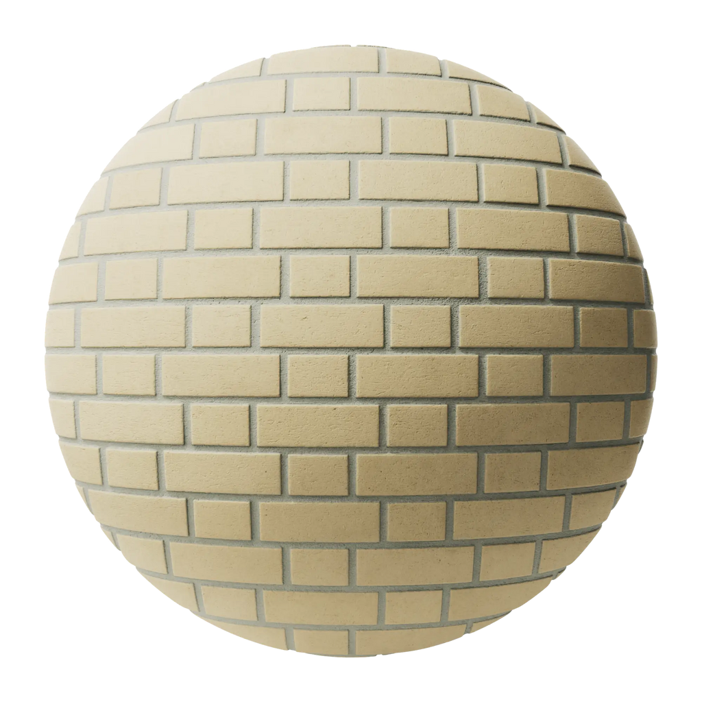 Rosemont Buff Yellow Smooth Flemish Bond Brick PBR Texture - Sphere Swatch Preview | Superellipse