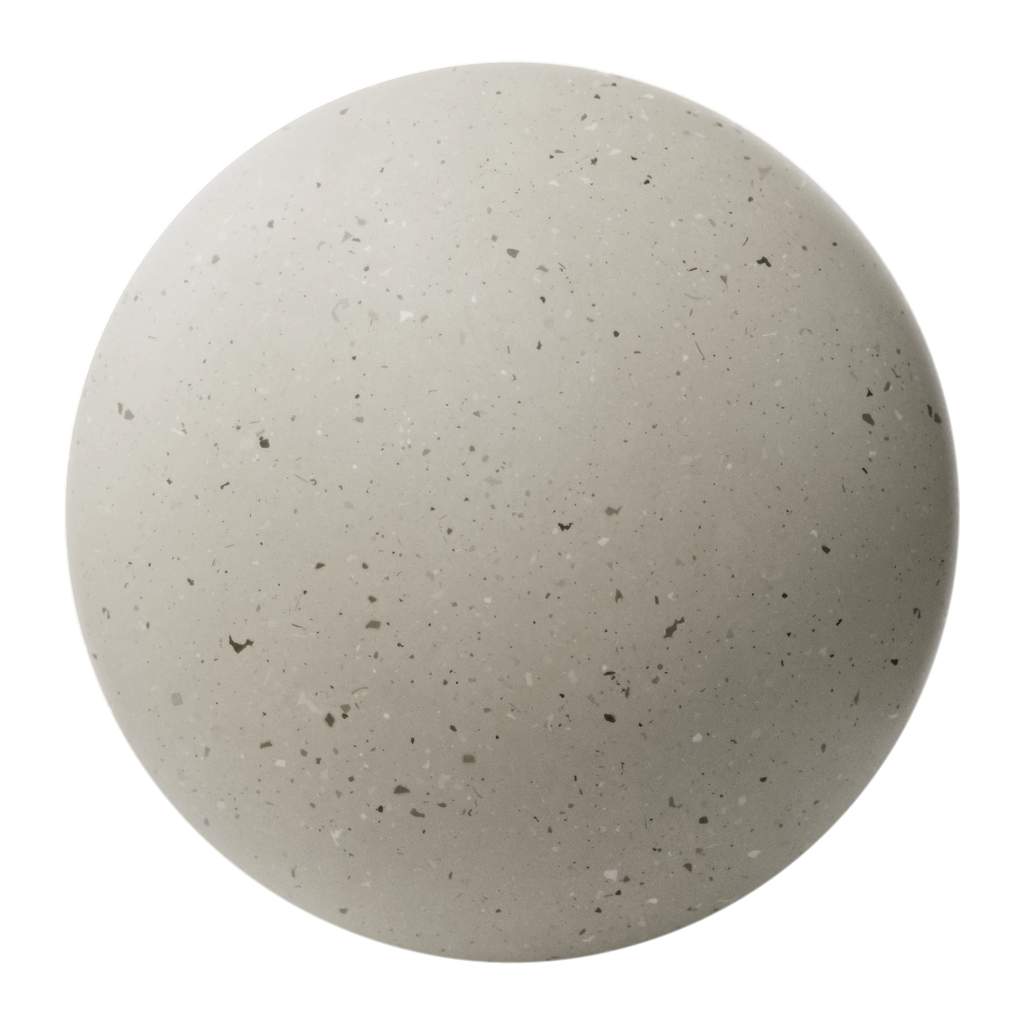 Light Grey Ceramic Terrazzo Small Aggregates PBR Texture - Sphere Swatch Preview | Superellipse