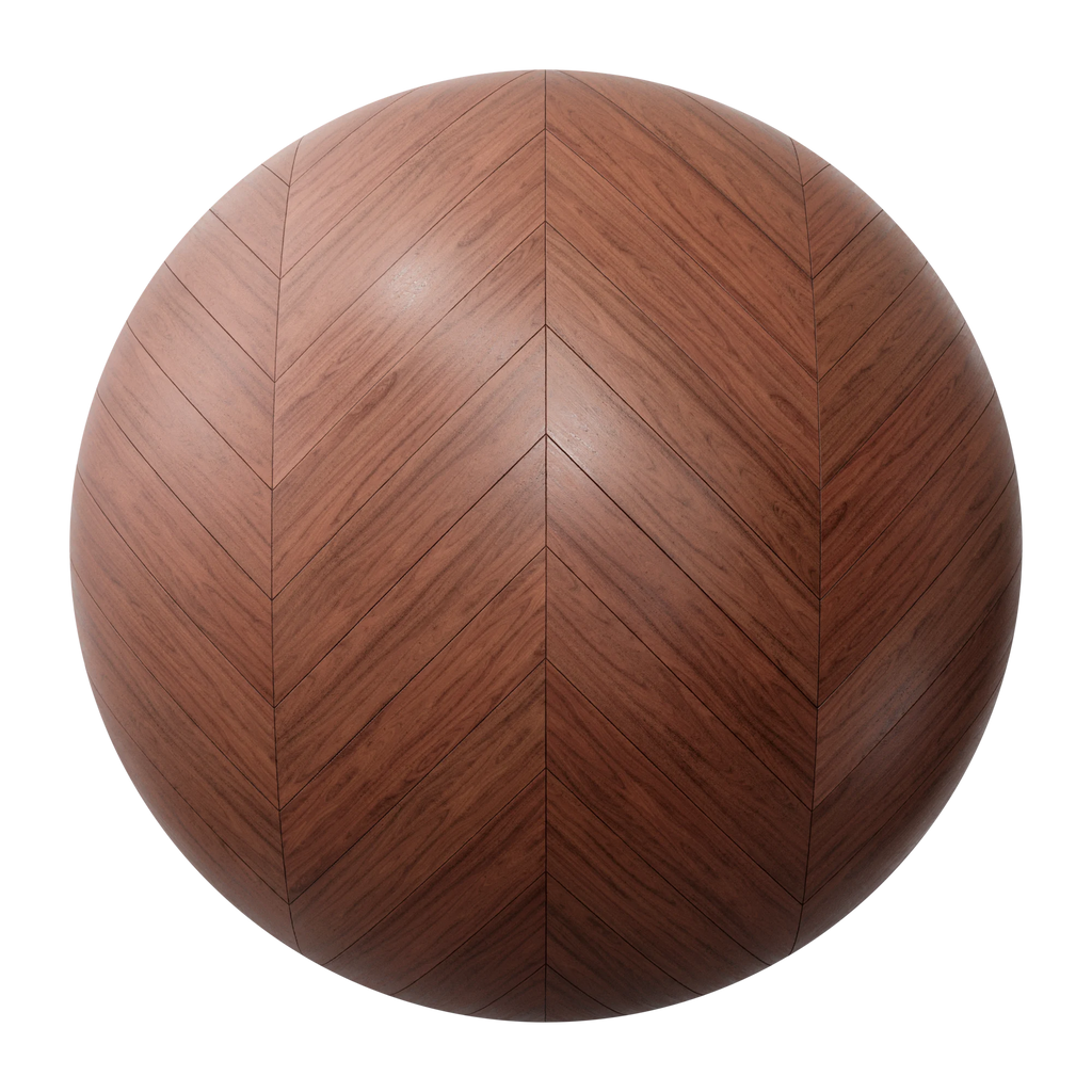 Red Mahogany Chevron Wood Floor PBR Texture - Sphere Swatch Preview | Superellipse