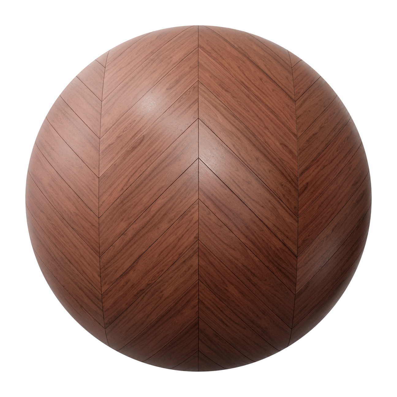 Red Mahogany Chevron Wood Floor PBR Texture - Sphere Swatch Preview | Superellipse