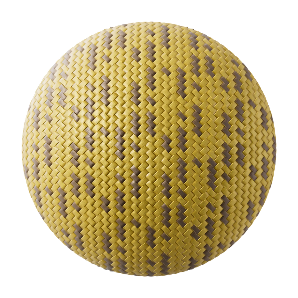 Industrial Yellow Braided Cord PBR Texture - Sphere Swatch Preview | Superellipse
