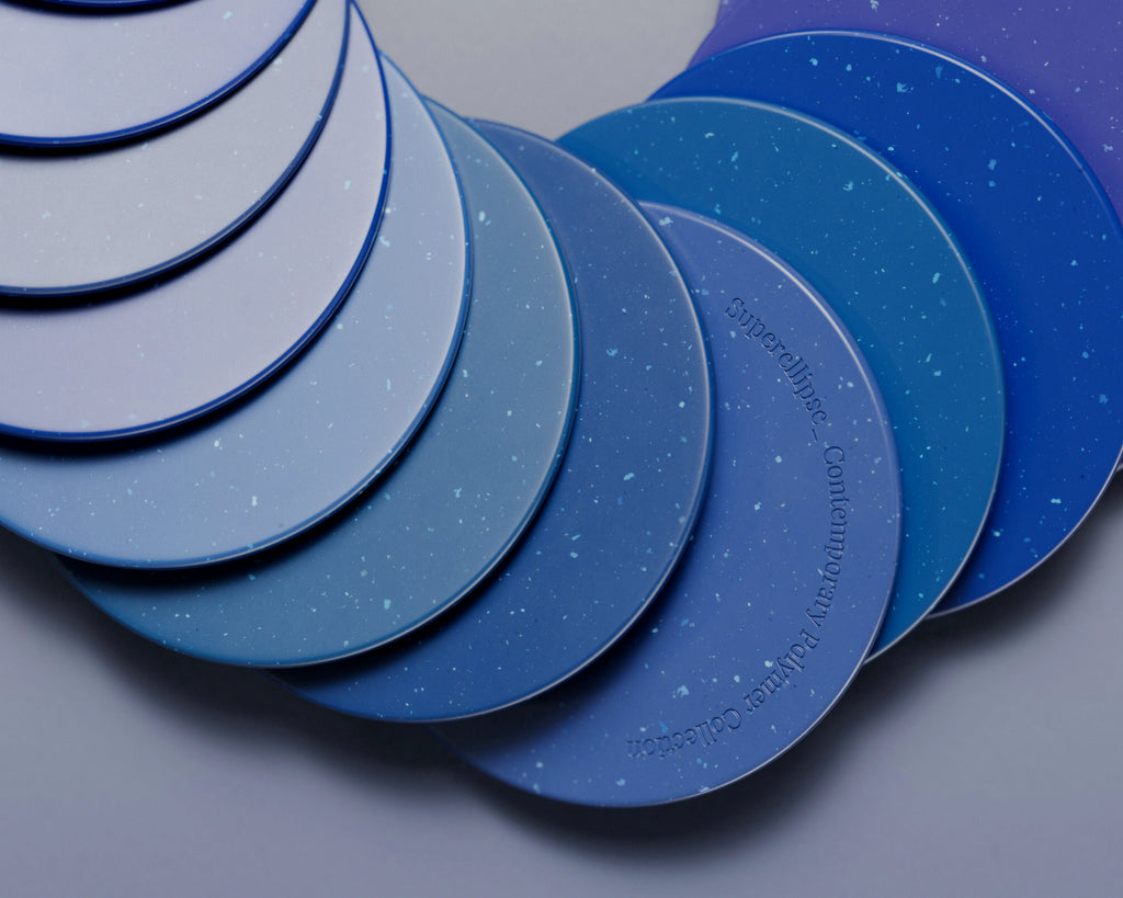 Mixed Blues Terrazzo Plastic Small PBR Texture - Example Scene Visualization | Superellipse