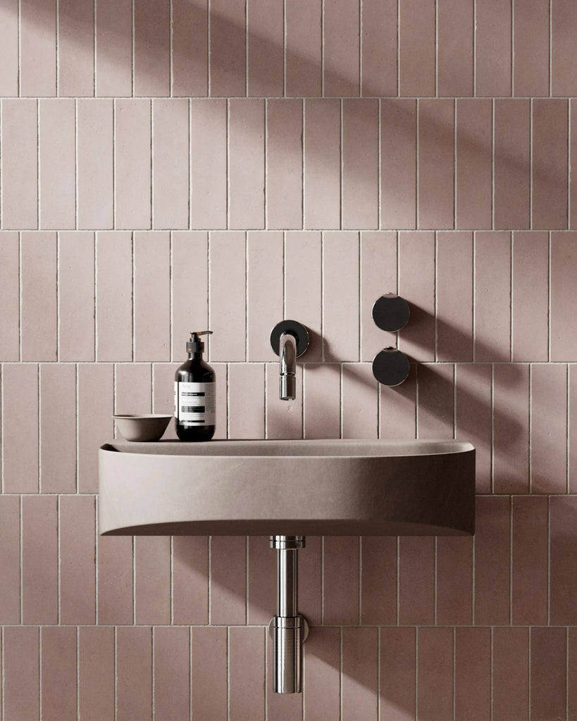 Zellige Soft Lilac Offset Tile PBR Texture - Example Scene Visualization | Superellipse