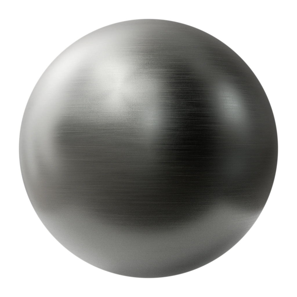 Buffed Linear Brushed Tungsten Metal PBR Texture - Sphere Swatch Preview | Superellipse
