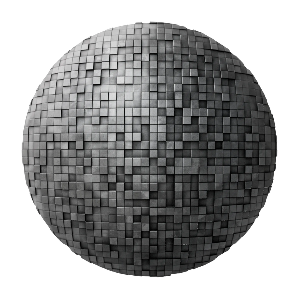 Mosaic Stainless Steel 3D Metal Panel PBR Texture - Sphere Swatch Preview | Superellipse