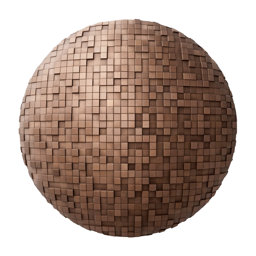 Mosaic Copper 3D Metal Panel PBR Texture - Sphere Swatch Preview | Superellipse