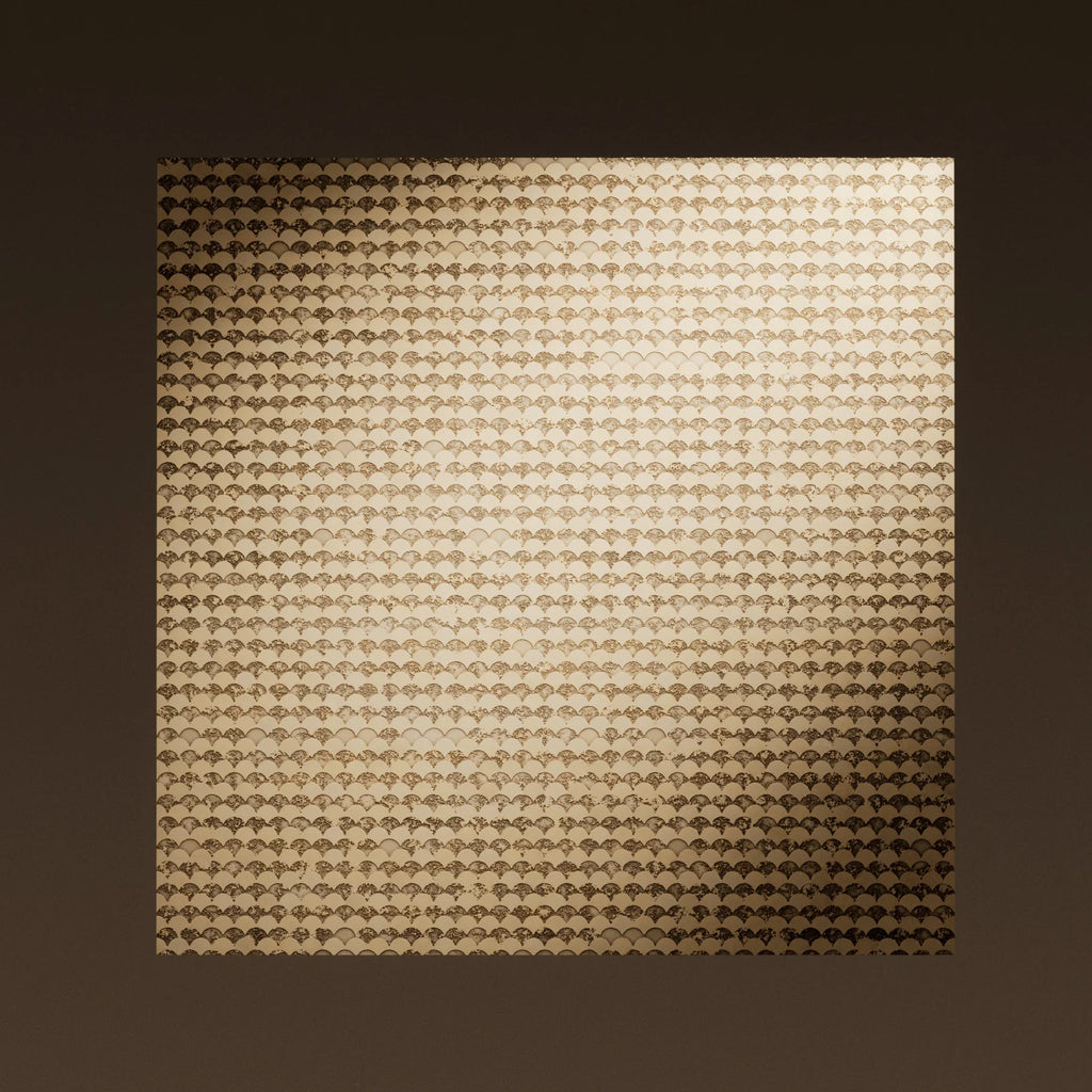 Oxidised Scallop 3D Brass Panel PBR Texture - Example Scene Visualization | Superellipse