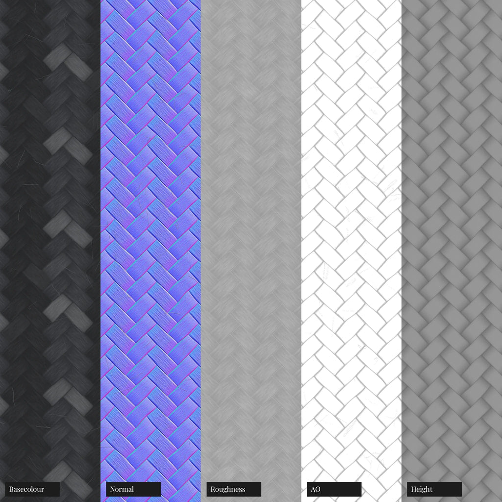 Graphite Grey Nylon Fine Woven Cord PBR Texture - Example Scene Visualization | Superellipse