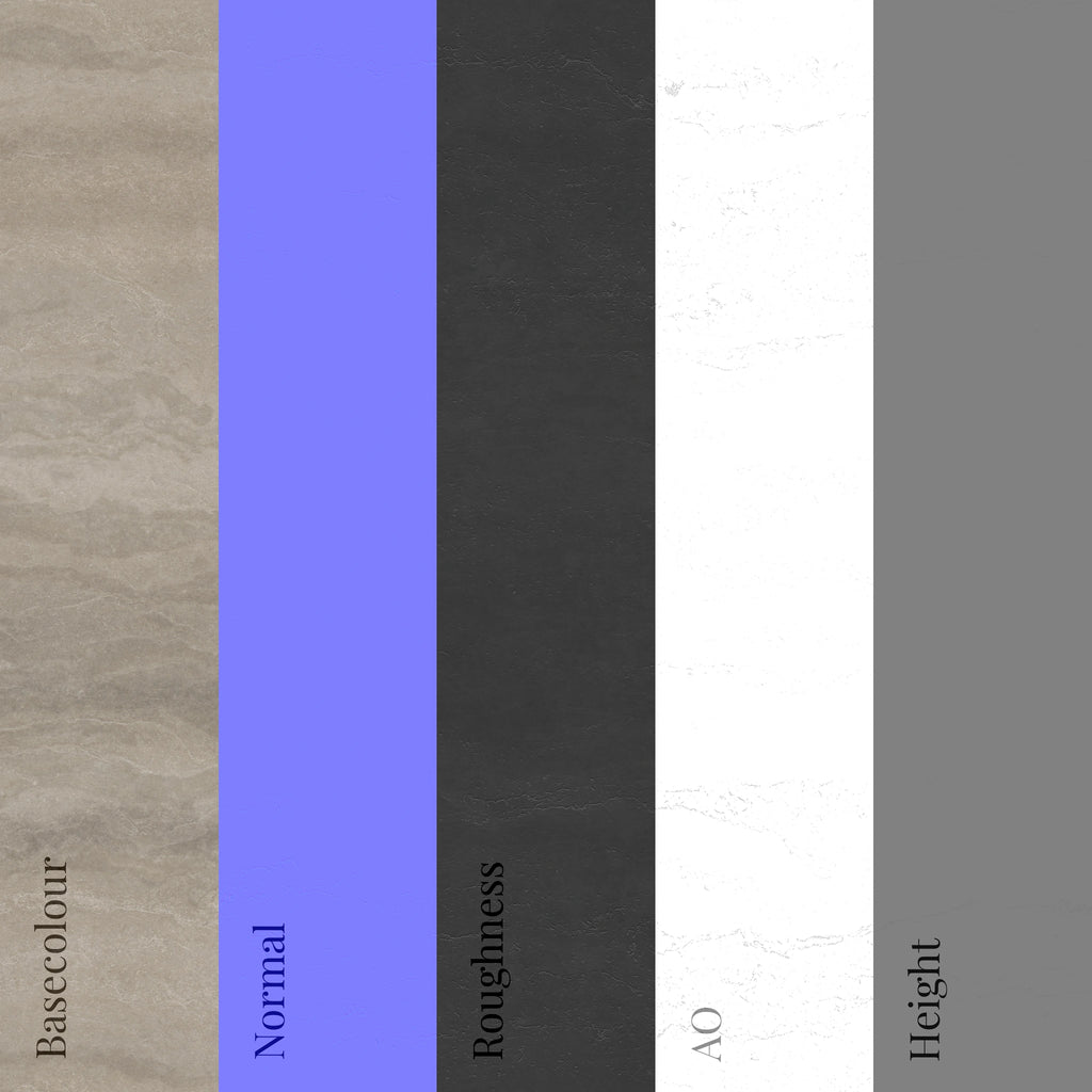 Polished Travertine Unfilled PBR Texture - Example Scene Visualization | Superellipse