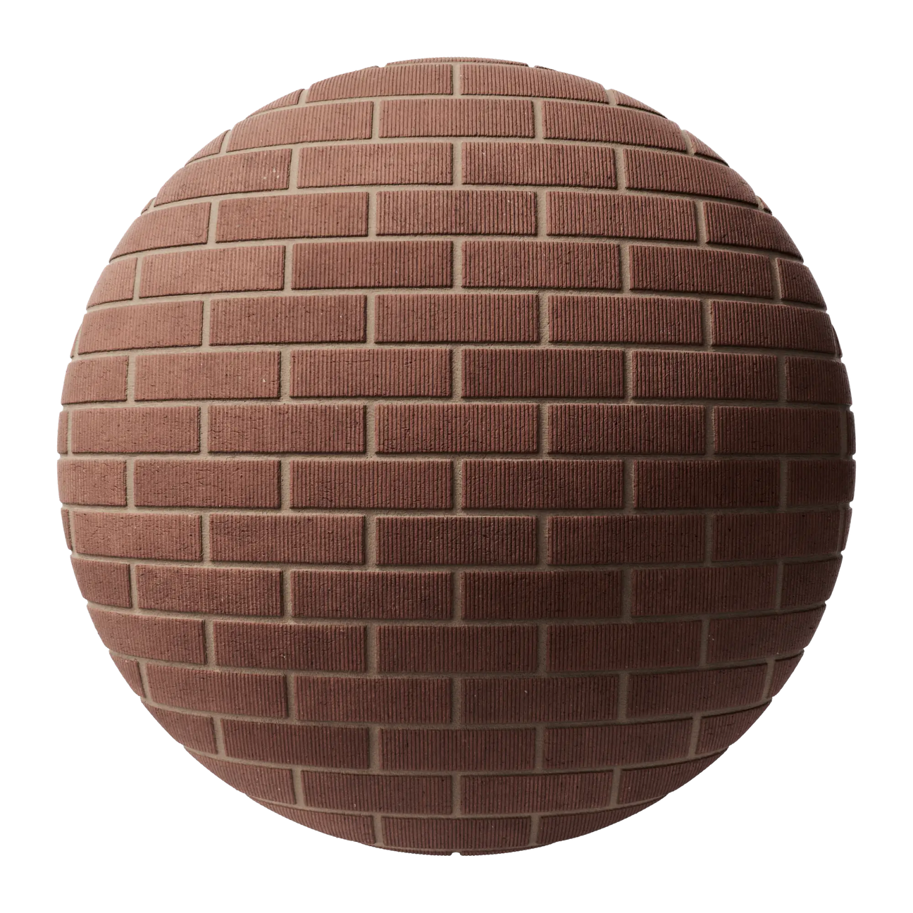 Ribbed Carlton Red Brick Running Bond PBR Texture - Sphere Swatch Preview | Superellipse