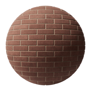 Ribbed Carlton Red Brick Running Bond PBR Texture - Sphere Swatch Preview | Superellipse