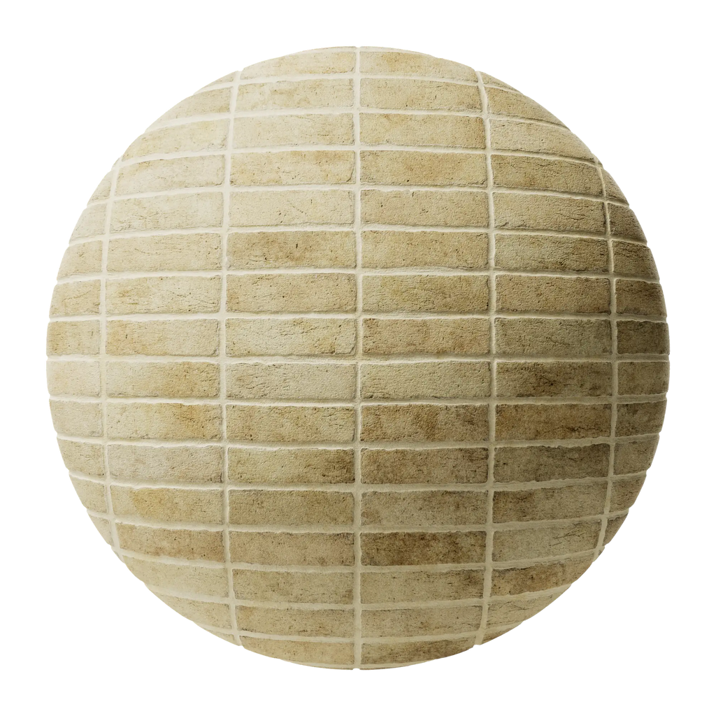 Victorian London Yellow Brick Running  Stack Bond PBR Texture - Sphere Swatch Preview | Superellipse