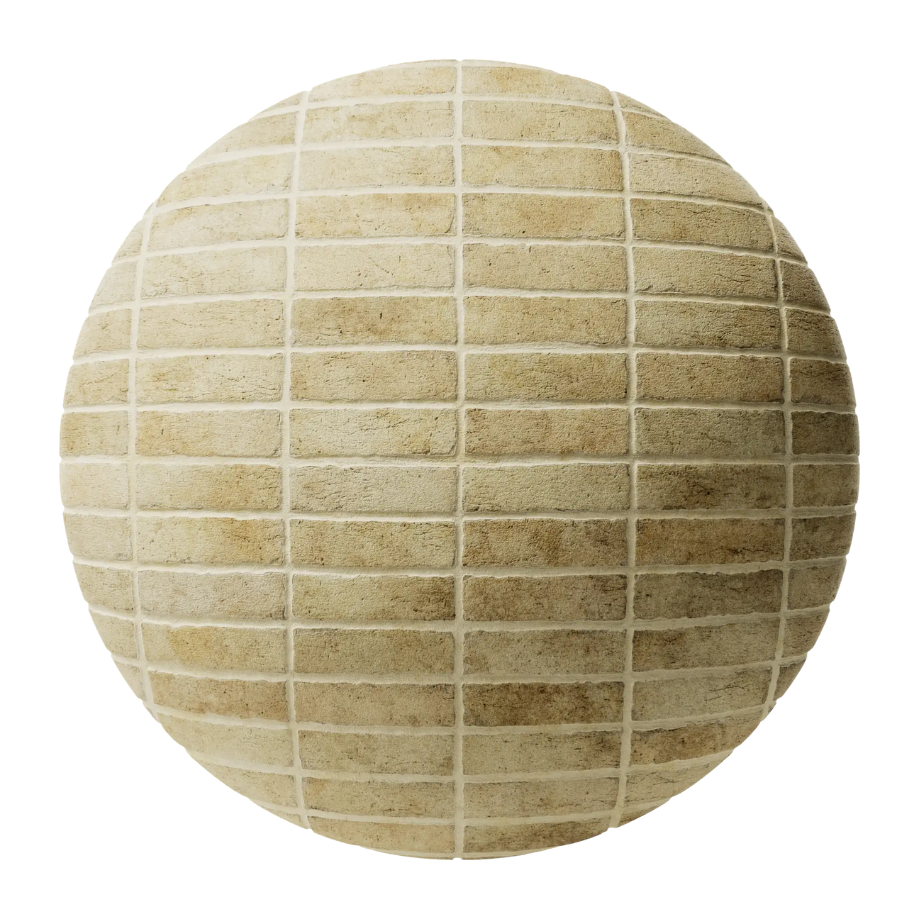Victorian London Yellow Brick Running  Stack Bond PBR Texture - Sphere Swatch Preview | Superellipse
