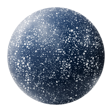 Prussian Blue Terrazzo Plastic PBR Texture - Sphere Swatch Preview | Superellipse