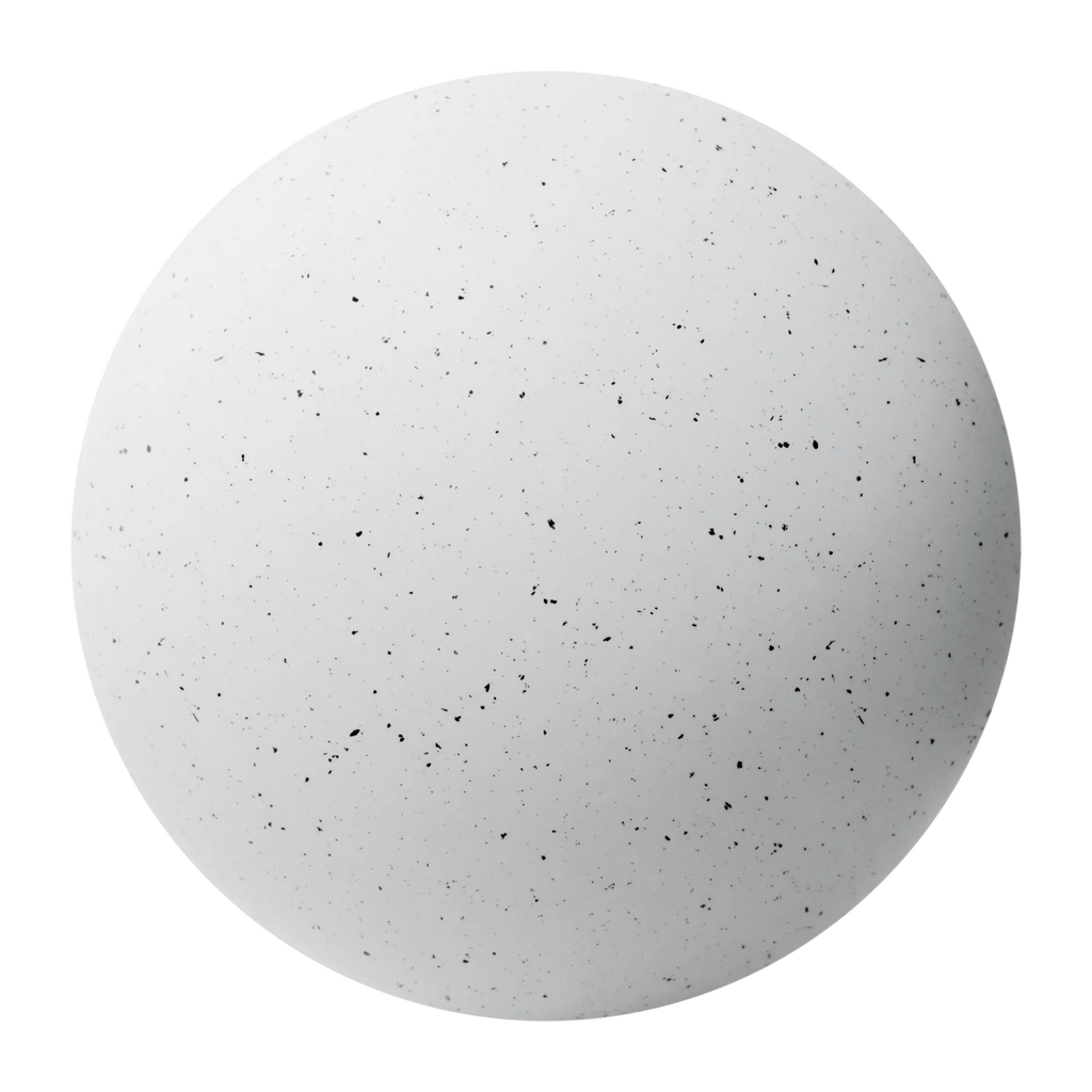 Black and White Recycled Terrazzo Plastic Small PBR Texture - Sphere Swatch Preview | Superellipse