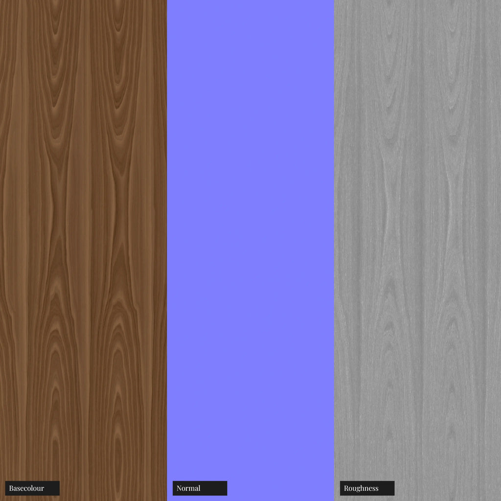 Walnut Slip Matched Veneer Oiled Finish PBR Texture - Example Scene Visualization | Superellipse