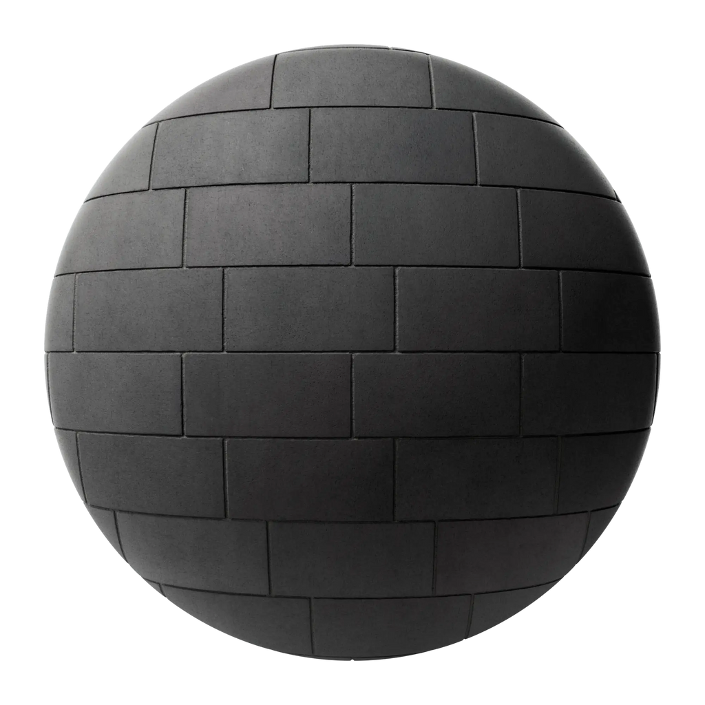 Concrete Dark Matte Block Offset Bond PBR Texture - Sphere Swatch Preview | Superellipse