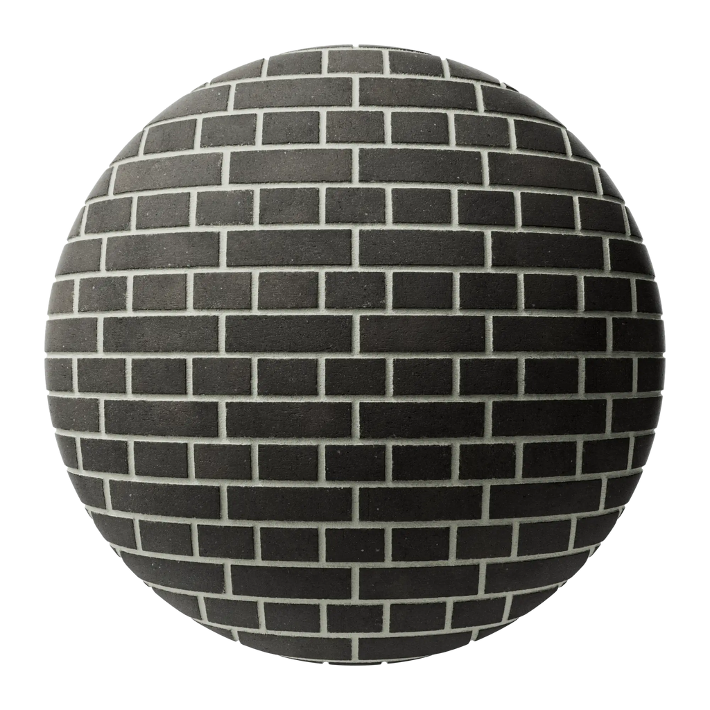 Ironstone Black English Bond Brick PBR Texture - Sphere Swatch Preview | Superellipse