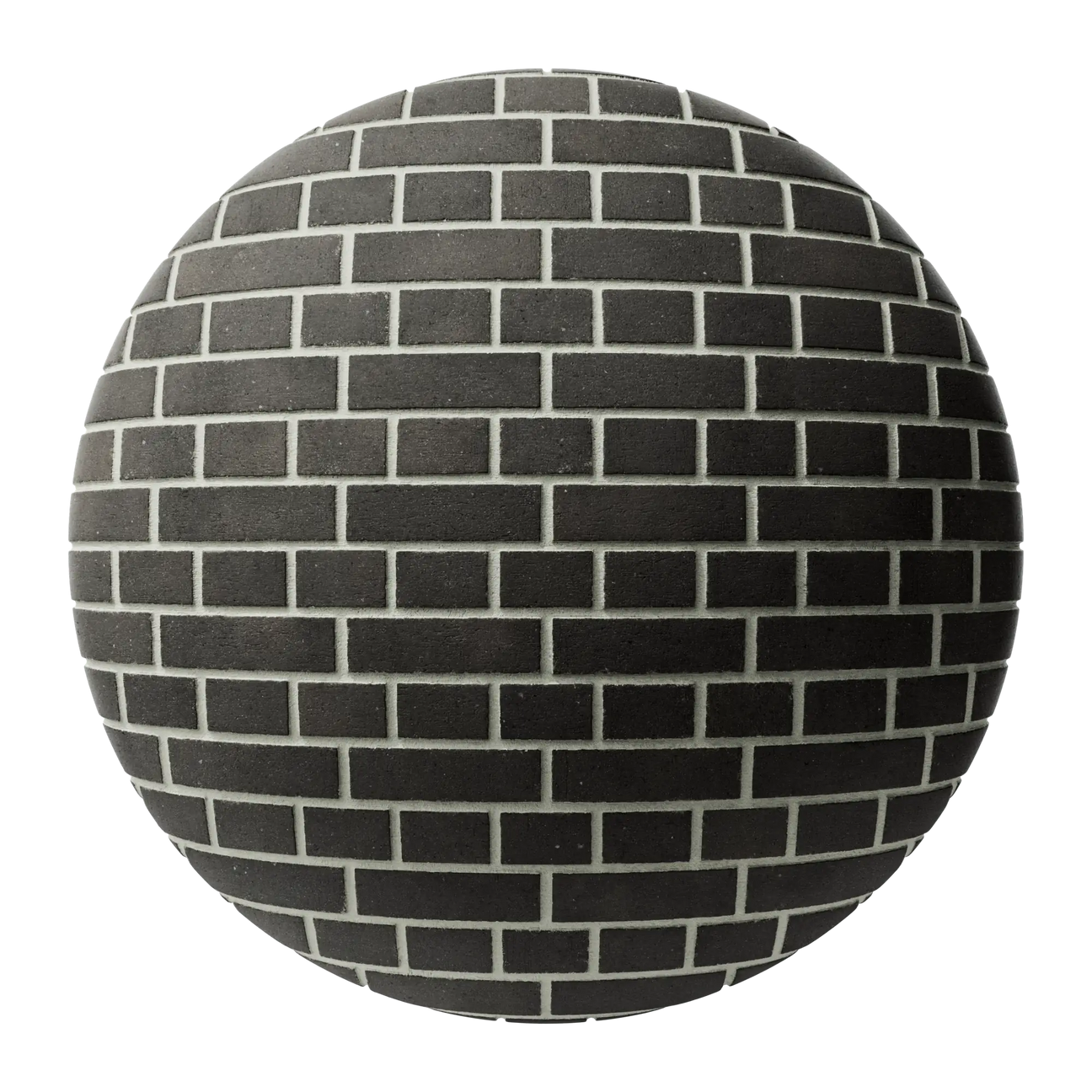 Ironstone Black English Bond Brick PBR Texture - Sphere Swatch Preview | Superellipse