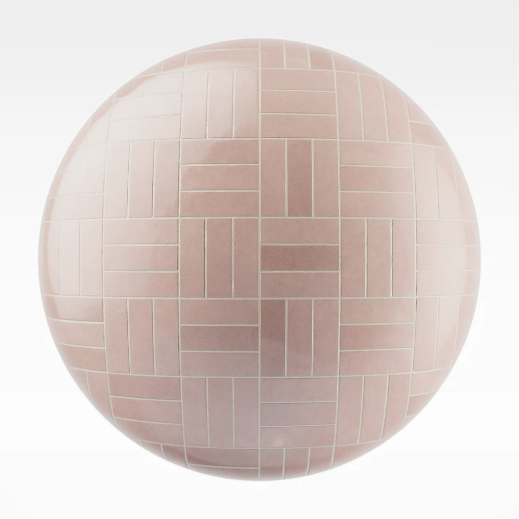 Zellige Soft Lilac Basketweave Tile PBR Texture - Sphere Swatch Preview | Superellipse