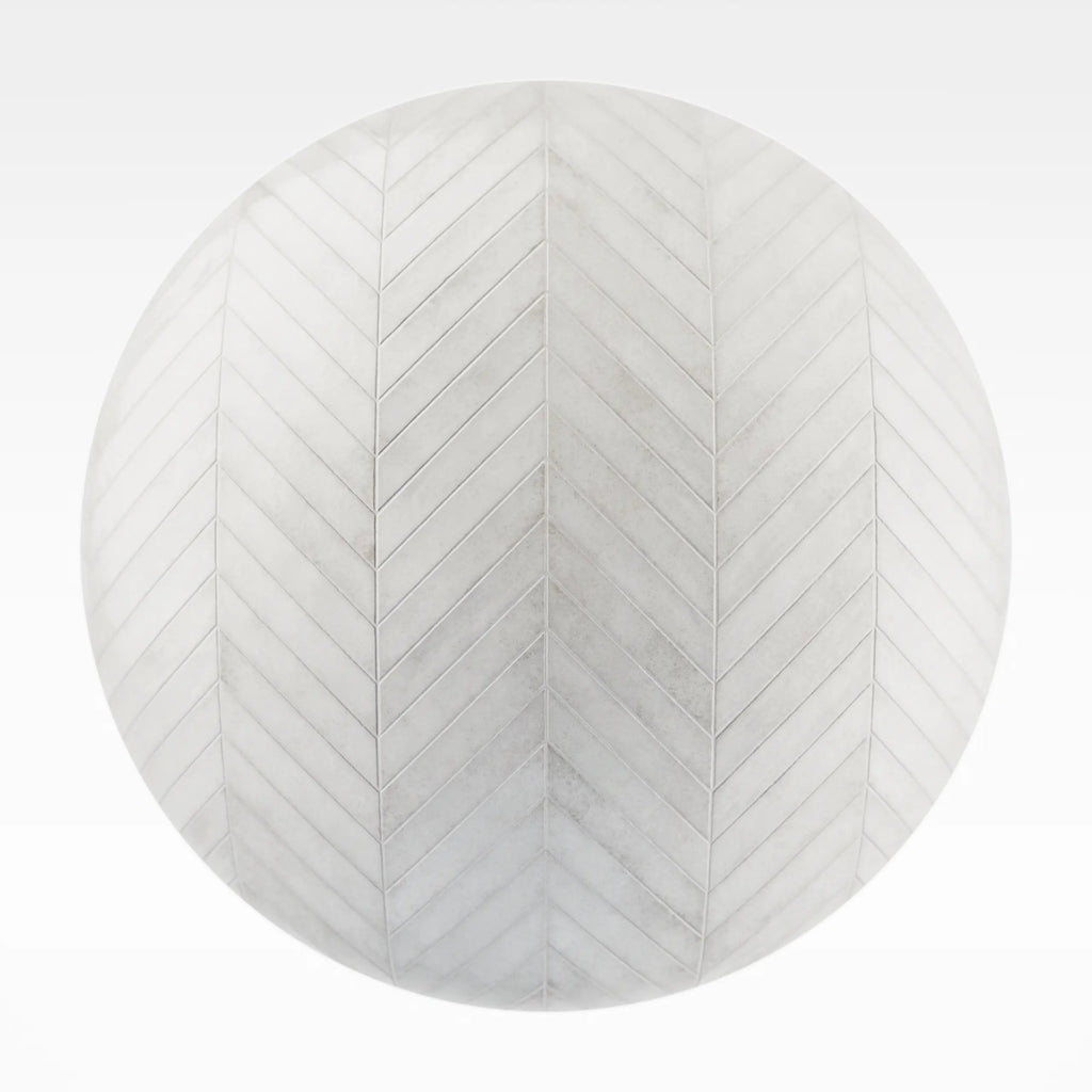 Hoxton Chevron Ivory Ceramic Tile PBR Texture - Sphere Swatch Preview | Superellipse