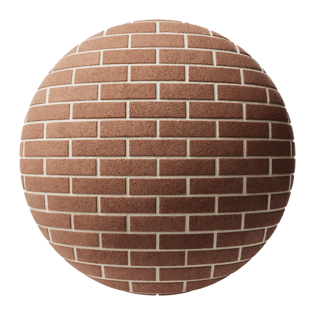 Aston Red Sandfaced Brick Running Bond PBR Texture - Sphere Swatch Preview | Superellipse