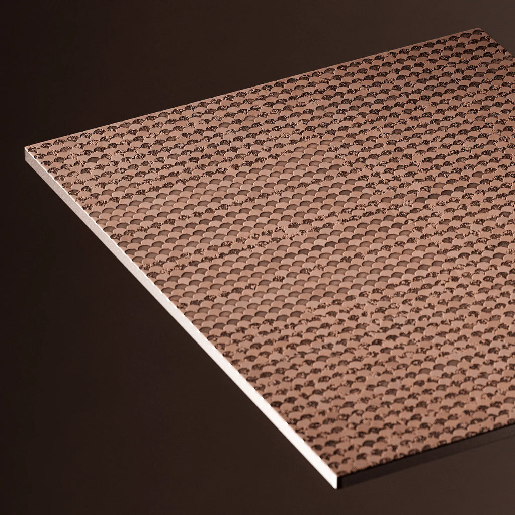 Oxidised Scallop 3D Copper Panel PBR Texture - Example Scene Visualization | Superellipse