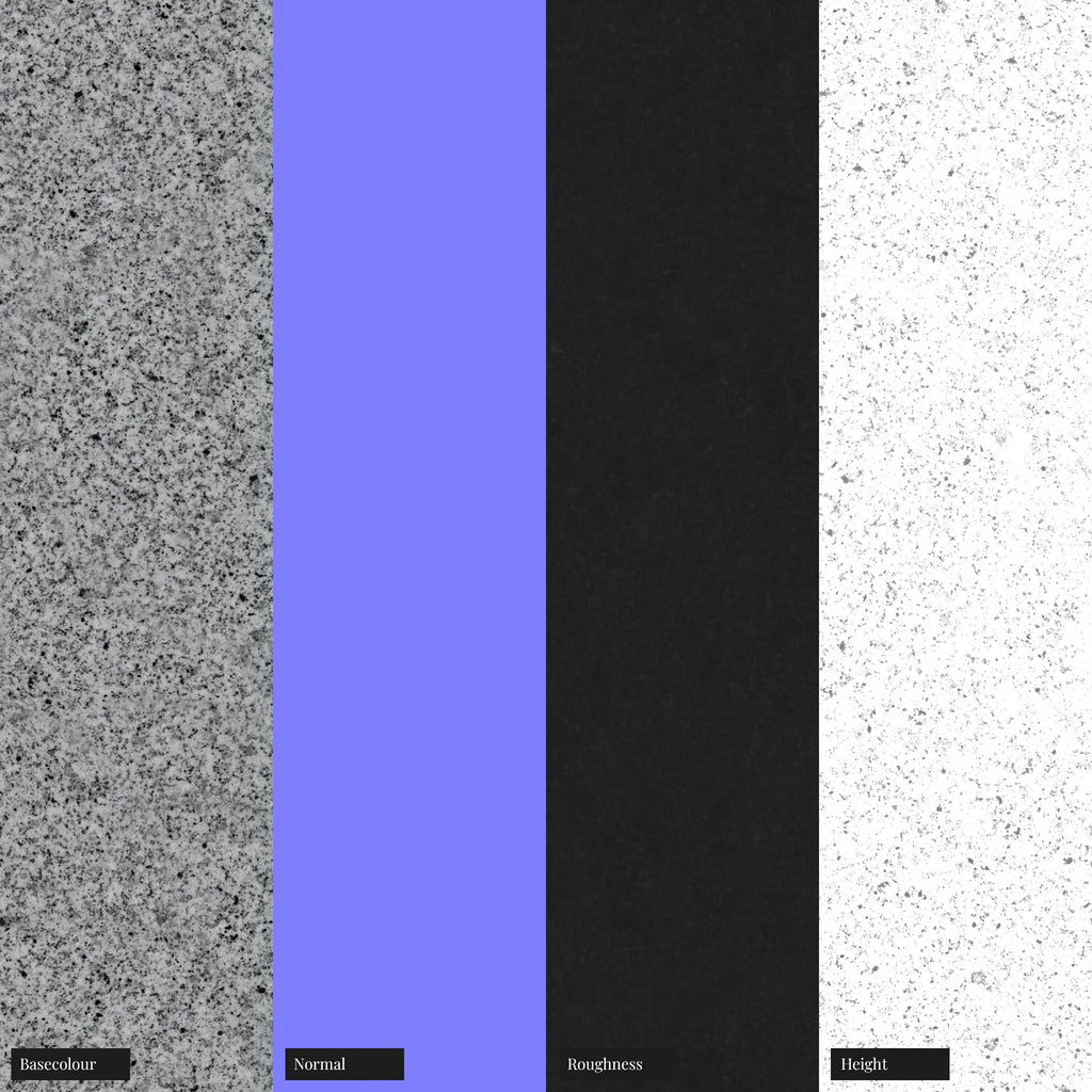 Jay White Polished Granite Slab PBR Texture - Example Scene Visualization | Superellipse