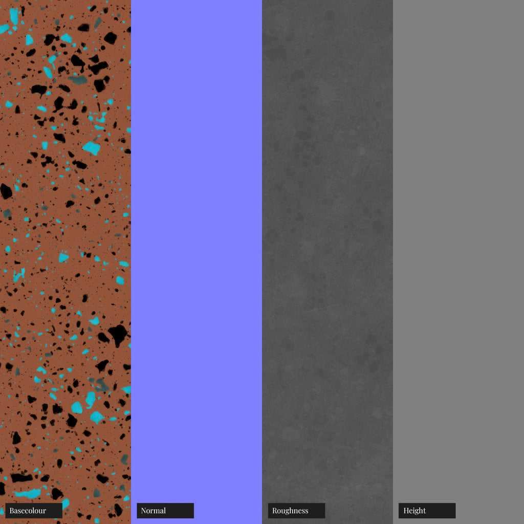 Burnt Sienna Terrazzo Plastic PBR Texture - Example Scene Visualization | Superellipse