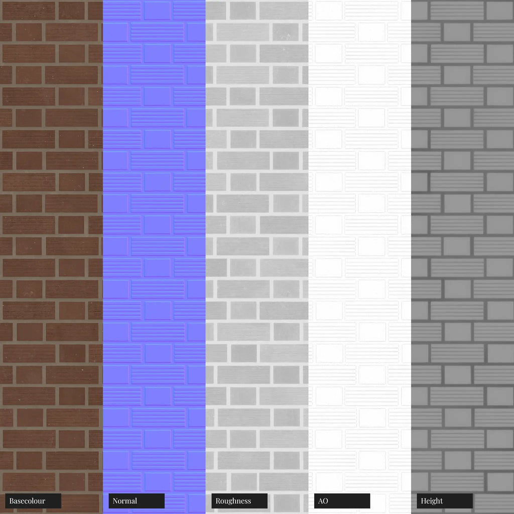 Long Grooved Belden Brick Flemish Bond PBR Texture - Example Scene Visualization | Superellipse