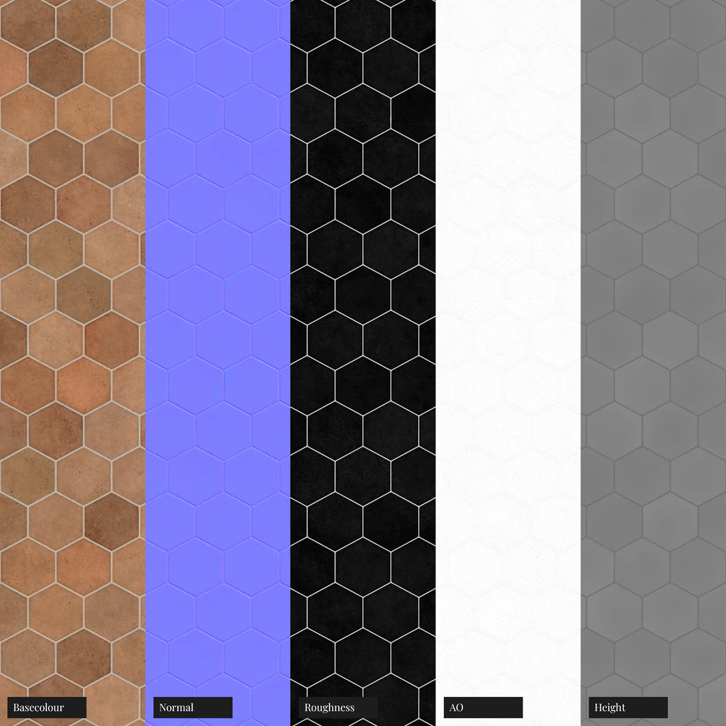 Hoxton Burnt Orange Brickbond Tile PBR Texture - Example Scene Visualization | Superellipse