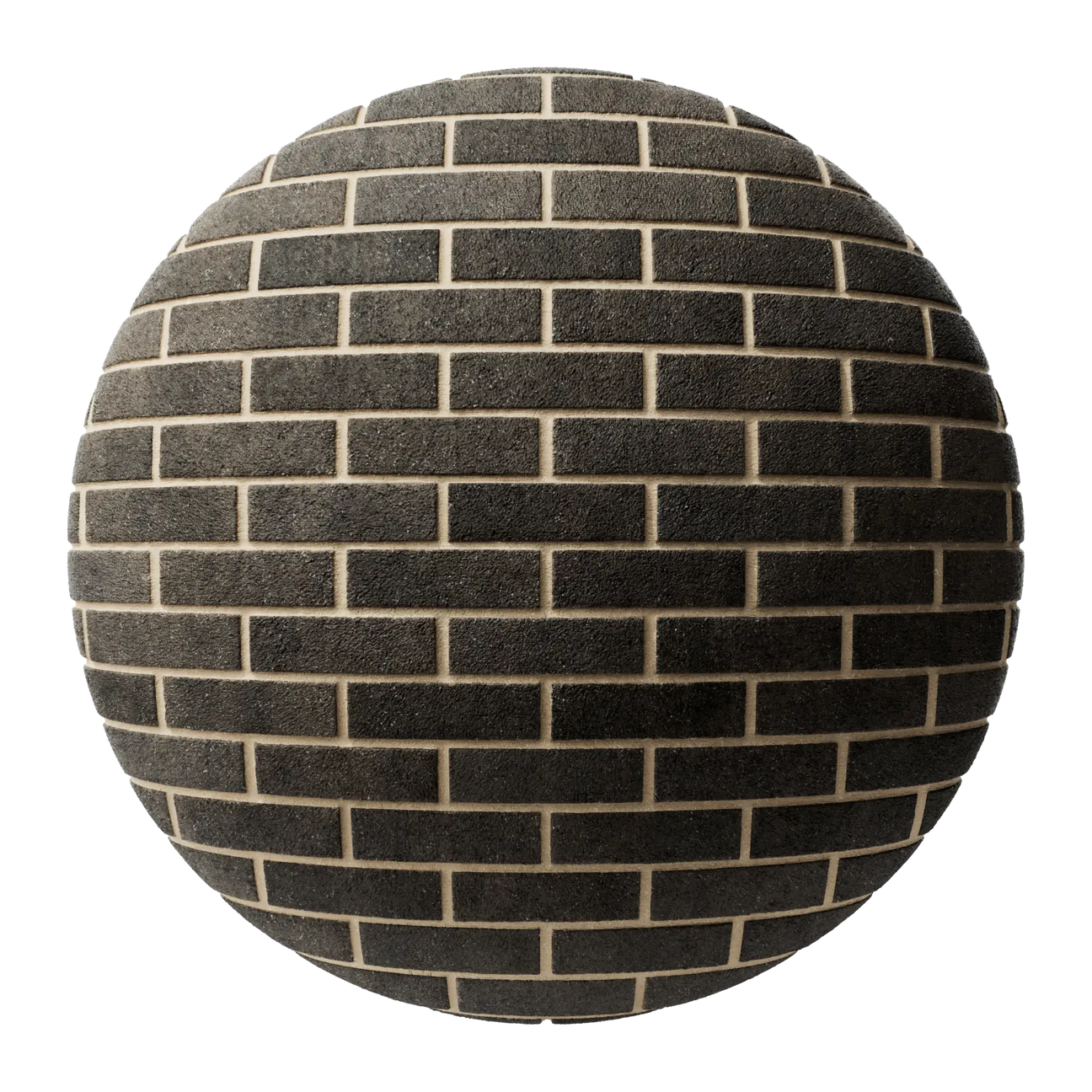 Belden Black Sandfaced Brick Running Bond PBR Texture - Sphere Swatch Preview | Superellipse