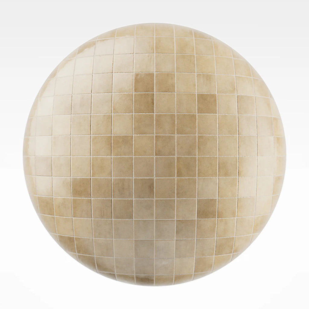 Zellige Sand Gloss Ceramic Tile PBR Texture - Sphere Swatch Preview | Superellipse