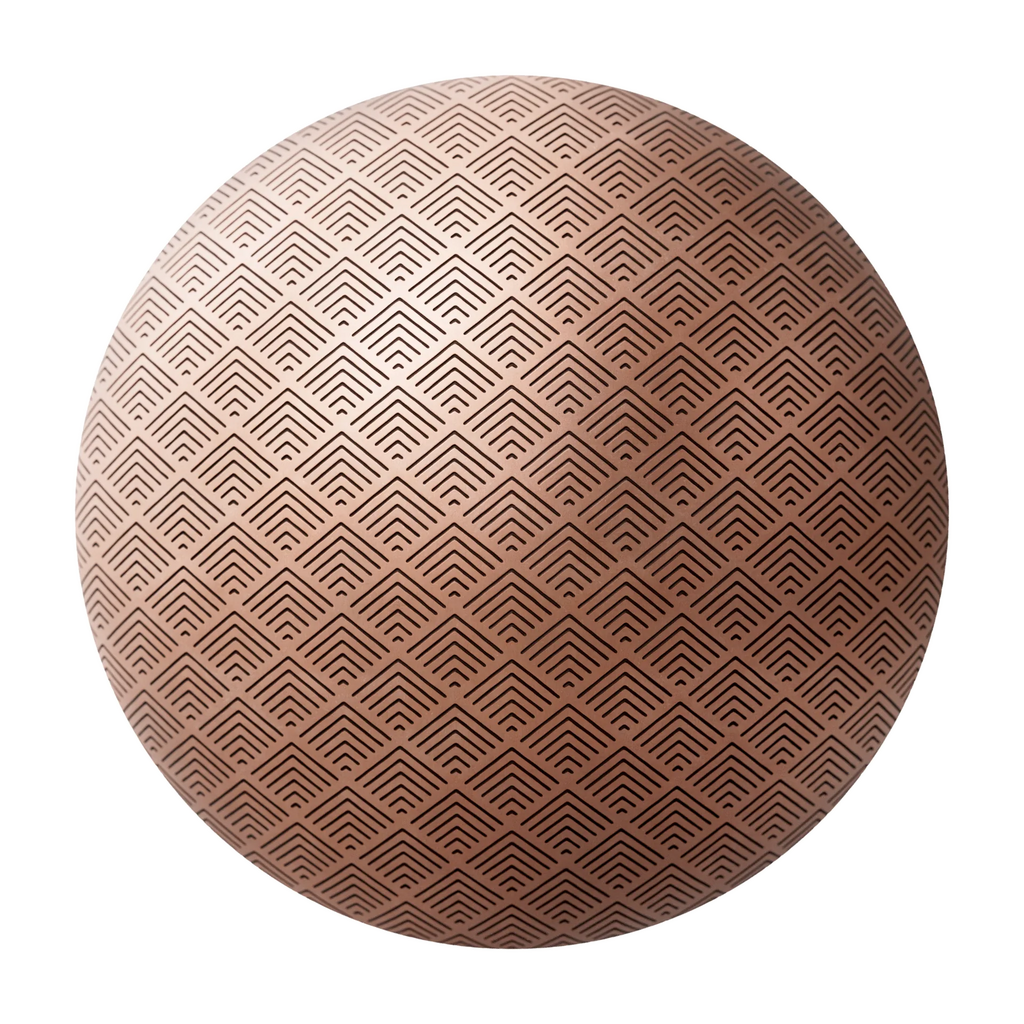 Etched Copper Panel Art Deco PBR Texture - Sphere Swatch Preview | Superellipse