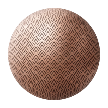 Etched Copper Panel Art Deco PBR Texture - Sphere Swatch Preview | Superellipse