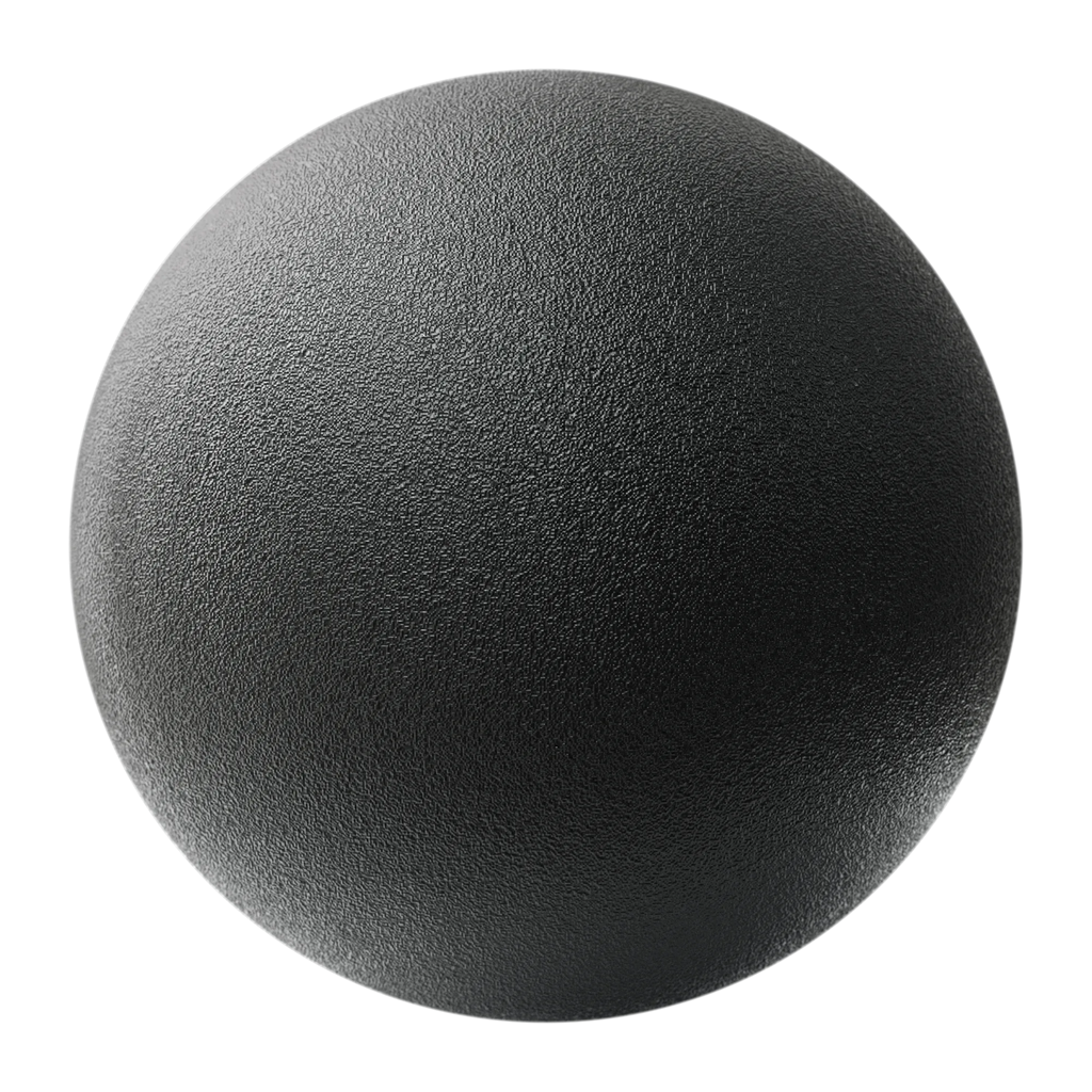 VDI 45 Molded Black Plastic PBR Texture - Sphere Swatch Preview | Superellipse