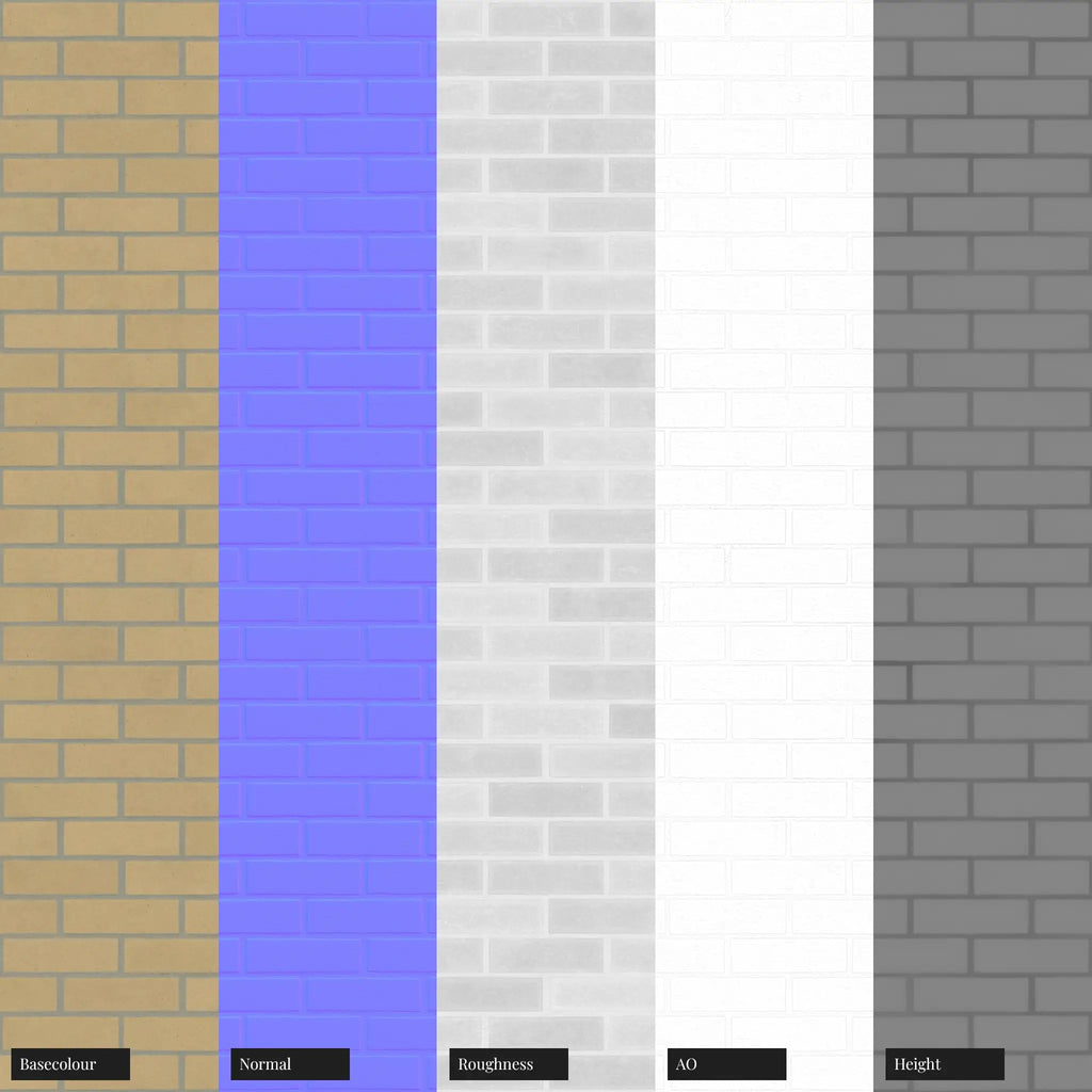 Rosemont Buff Yellow Smooth Running Bond Brick PBR Texture - Example Scene Visualization | Superellipse