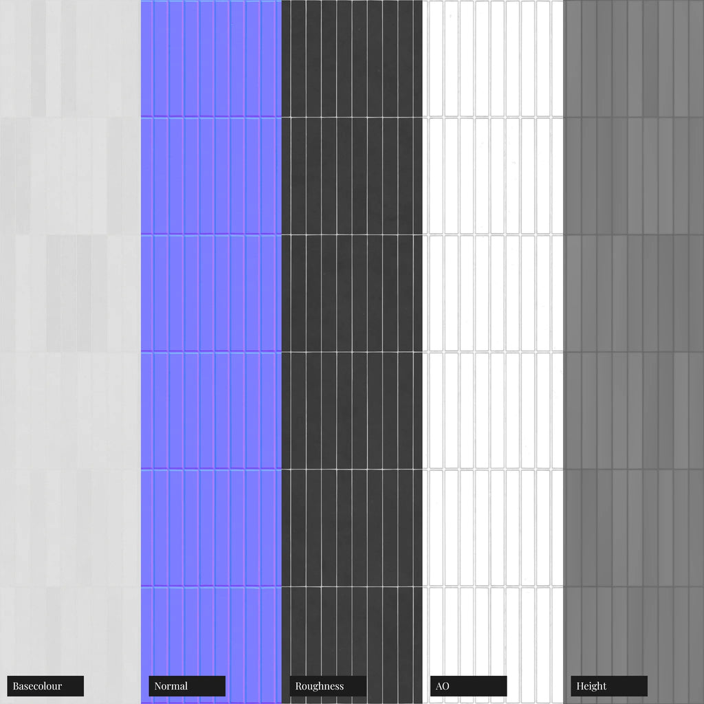 Slim Matte Cotton White Tile PBR Texture - Example Scene Visualization | Superellipse