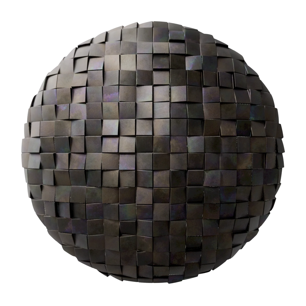 Oxidised Stainless Steel Square 3D Metal Panel PBR Texture - Sphere Swatch Preview | Superellipse
