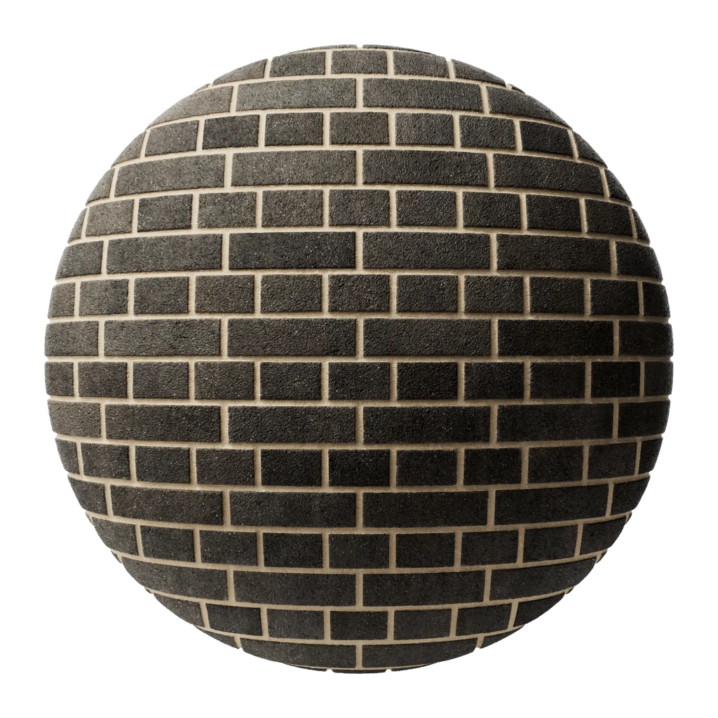 Belden Black Sandfaced Brick English Bond PBR Texture - Sphere Swatch Preview | Superellipse