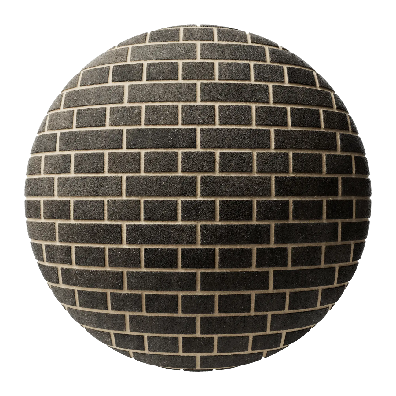 Belden Black Sandfaced Brick English Bond PBR Texture - Sphere Swatch Preview | Superellipse