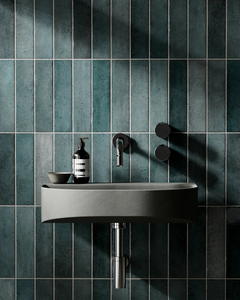 Hoxton Teal Gloss Stacked Tile PBR Texture - Example Scene Visualization | Superellipse