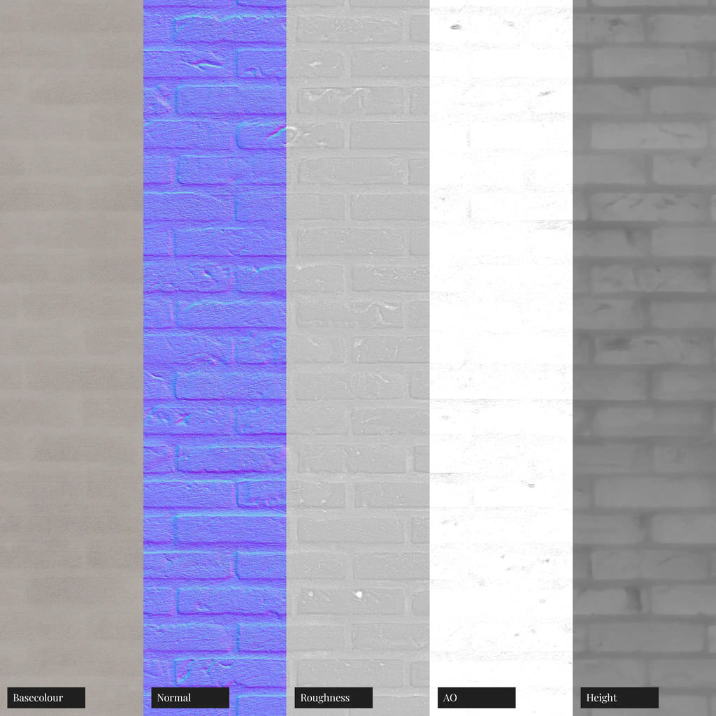 Painted Brick Wall Dove Tail PBR Texture - Example Scene Visualization | Superellipse