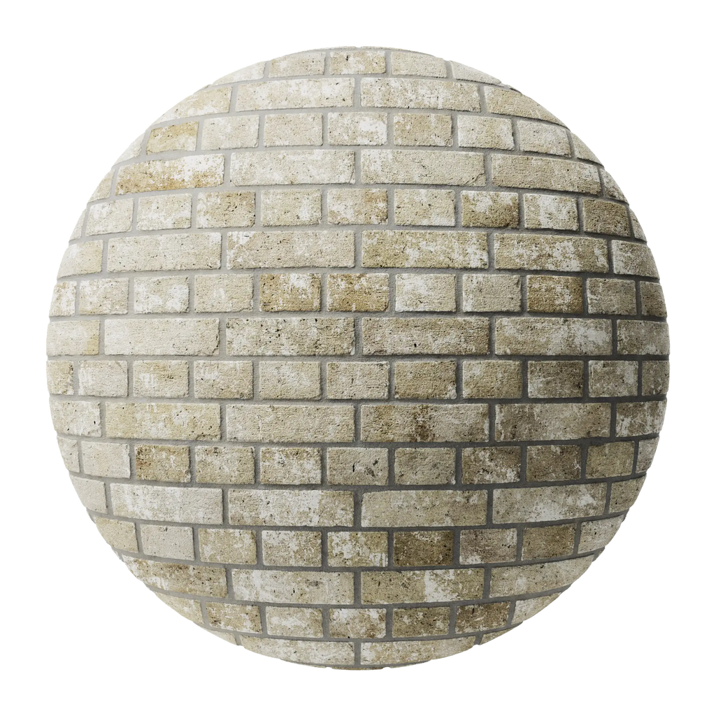 Rustic Cottage English Bond Buff Brick PBR Texture - Sphere Swatch Preview | Superellipse