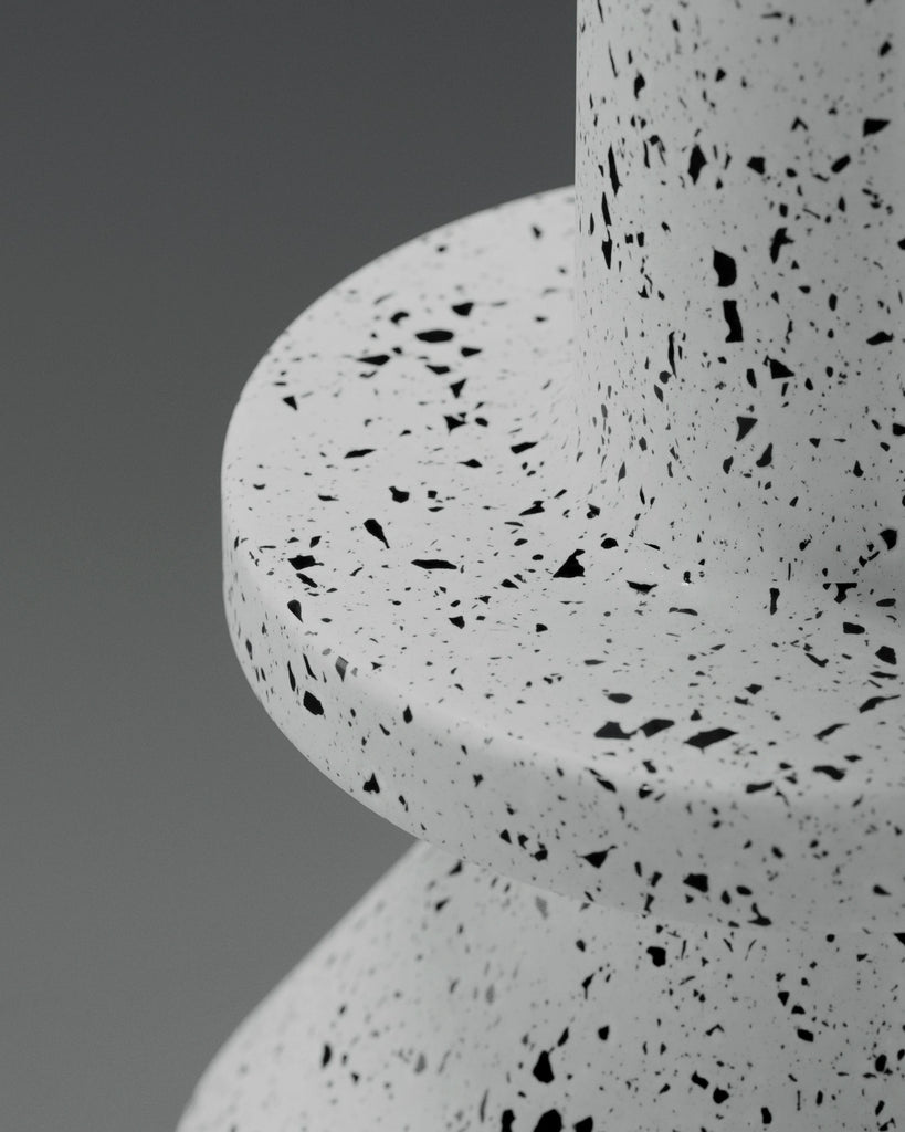 Black and White Recycled Terrazzo Plastic PBR Texture - Example Scene Visualization | Superellipse