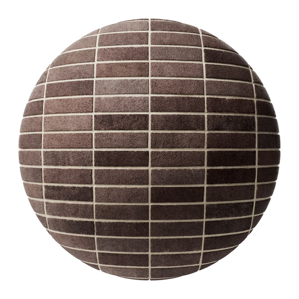 Bordeaux Red Sandfaced Brick Stack Bond PBR Texture - Sphere Swatch Preview | Superellipse