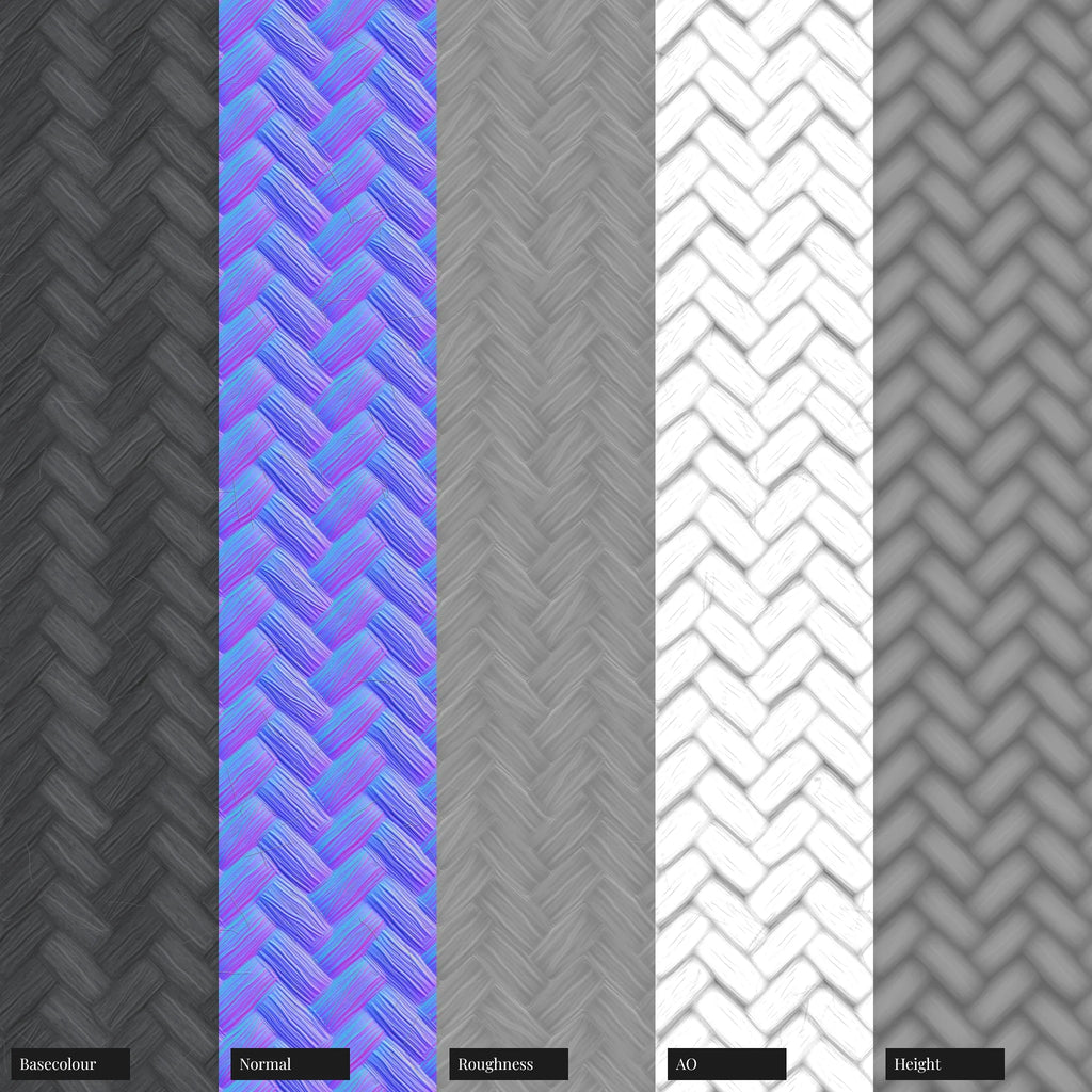 Slate Black Nylon Fine Woven Cord PBR Texture - Example Scene Visualization | Superellipse